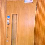 FD30 Fire Rated Solid Core Wood Door 86x198cm RH Clear 1/4 Lite Lock