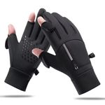 Waterproof Winter Fishing Gloves 2 Finger Flip Windproof Thermal Angling UK