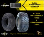 All sizes of Turf tyre, Lawn mower tyres, Lawn mower inner tubes, Ride on mower