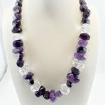 Deb Guyot Necklace Amethyst Purple Chunky Statement Sterling Silver 925 Quartz