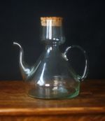 Hand Blown Clear Glass Pitcher with Handle, Spout, Cork