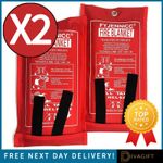 FIRE BLANKETS LARGE QUICK RELEASE HOME OFFICE KITCHEN SAFETY FIRE BLANKET x2