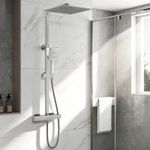 12 Inch Thermostatic Mixer Shower Set Square Bar Rainfall Dual Head Handheld