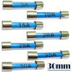 All Size 100 Assorted Glass Fuses 30mm Fast Acting Quick Blow Electrical Fuse