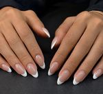 30pc Almond Press-On Nails Nude Pink Ombre French Tips Creamy White Base Glossy