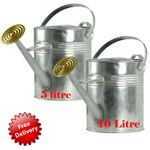 Galvanised Watering Can Metal Steel Indoor Outdoor Garden Plants Gardening 5 10L