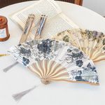 Hand Fan Held Portable Spanish Dances Fabric Folding Party Decor Wedding Gift UK