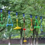 Kids Trapeze Swing Bars Gym Rings Hanging Hoop Monkey Bars Swing Outdoor Toy