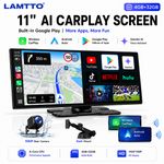 LAMTTO RC32 11" Android 15 Car Stereo Wireless CarPlay Screen Rear Cam Gemini AI