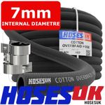 7mm Fuel Hose Cotton Overbraid Petrol Diesel Rubber Line  9/32 Inch Opt Clips