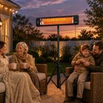 2500 W Electric Infrared Patio Heater, IP65 Garden Heater with Tripod, Black