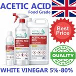 ACETIC ACID FOOD GRADE 5%-80% Ethanoic Acid 9ml-1L White Vinegar Cleaner FREE PP
