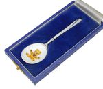 Boxed Sterling Silver & Colourful Enamel Teddy Bear Christening Spoon Vintage