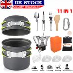 Outdoor Portable Camping Cookware Set Hiking Cooking Pot Gas Stove Tableware Kit