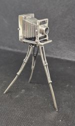 Miniature solid silver vintage  Tripod Camera 925 arezzo italy curio