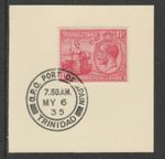 8383 TRINIDAD 1922 Britammia 1.5d  on piece with MADAME JOSEPH FORGED POSTMARK
