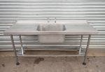 PLAND STAINLESS STEEL CATERING SINK SINGLE BOWL 180cm L x 65cm D x 90cm H