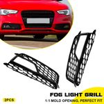Gloss Black Front Grille Fog Light Lamp Cover For Audi A5 S-line S5 2013-2017 UK