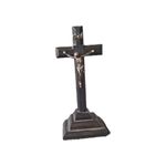 Small Ebonised Wood And Metal Crucifix On Stand