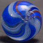 Joseph's Coat German Handmade Antique Marble Blue Panel Pinwheel  17.5mm 11/16"