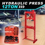 12 Ton Workshop Garage Hydraulic Shop Press & 19 Pcs Wheel Bearing Bush Puller