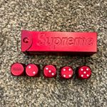 Supreme Red Metal Dice Game Set (5 Dice) with Supreme Case