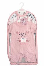 Baby Girls Rompers Set 3 Pack Pink Cat Bodysuits Cute Summer Clothes