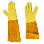 Cowhide Leather Heavy Duty Thorn Proof Gauntlet Gardening Gloves Long Sleeve
