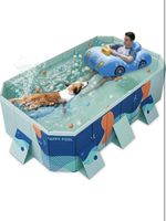 Foldable Paddling Pool for Kids & Dogs Heavy-Duty PVC Blue Easy Setup