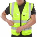 HI VIS VIZ VEST HIGH VISIBILITY WORK WAISTCOAT WITH PHONE & ID POCKETS YELLOW