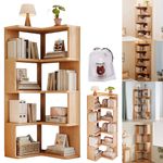 4/5 Tier Standing Book Shelves Corner Shelf Storage Wood Display Bookcase Unit