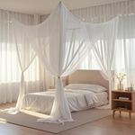 AMFUN Mosquito Net, 210 * 190 * 240cm 4 Corner Post Bed Canopy for 1, White