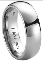 Mens Titanium Wedding Engagemet Engraved With I Love You Band Ring-Unisex