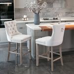 Luxury Grey/BEIGE/BLACK Velvet Bar Stools Kitchen Breakfast Barstools Set of 2 4