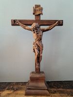 Vintage Angel Ripoll,S.A. SINCE 1964  Handmade Carved Wood Standing Crucifix