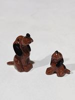 Vintage Lot of 2 Hagen Renaker Brown Mini Hounds Dog Figurines
