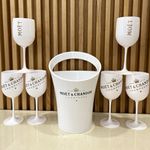 Moët & Chandon White/Gold Logo Ice Bucket & Glasses Set w/ Handle