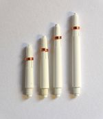5 SETS OF NYLON PURE WHITE DART STEMS/SHAFTS WITH BRONZE GRIP RINGS