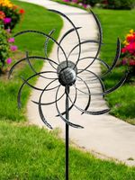 Silver Solar Star Spinning Wheel Garden Decor Gift Decoration Windspinner