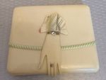 Art Deco Celluloid Envelope Cigarette Case Surrealist Jeweled Hand Clasp