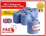 Blue Centrefeed Rolls 2-Ply Multipack Pack, 110m Embossed Industrial Wiper UK