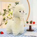 Alpaca Soft Toy Plush Bridal Bow Tie 34cm Soft And Cuddly Cream/white color