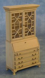 Natural Finish Bookcase Bureau Dolls House 1:12 Scale Miniature Cupboard BEF 157