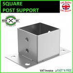 POST SUPPORT HOLDER Galvanised Bolt Down SQUARE Pergola Fence Foot Base 51-101mm
