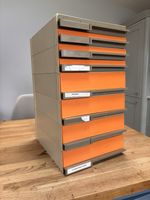 Vintage PRS Modular Filing Drawers Retro Orange Flip Front Unit 1970's