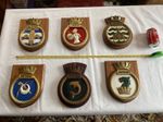Lot of Six ~ Vintage Royal Navy HMS Submarine Wall Plaques Crest Emblem 20x25cm