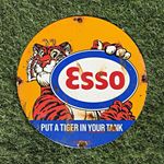 Esso “Put a Tiger in Your Tank” Round Enamel Petrol/Oil Advertising Sign