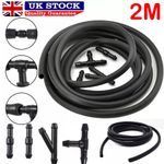 Black Rubber Windscreen Wiper Washer Jet Tube Pipe Hose 200cm with connectors UK