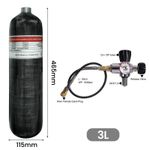 TUXING 3L/183ci PCP Air Cylinder 4500psi Carbon Fibre Tank– M18 Valve, 3 Choices