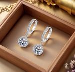 925 Sterling Silver Earrings with 1CT Moissanite Round Stone – Women’s Sparkle S